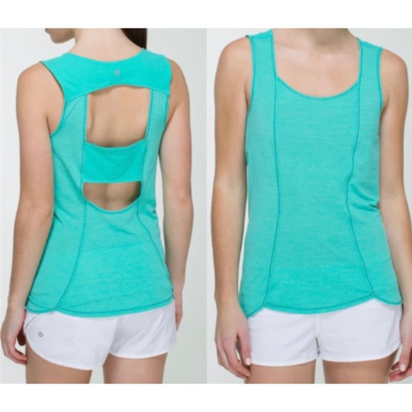Lululemon Tops - Lululemon Run Righteous Tank Teal Green Cutout Back Activewear Tank Top Women, S